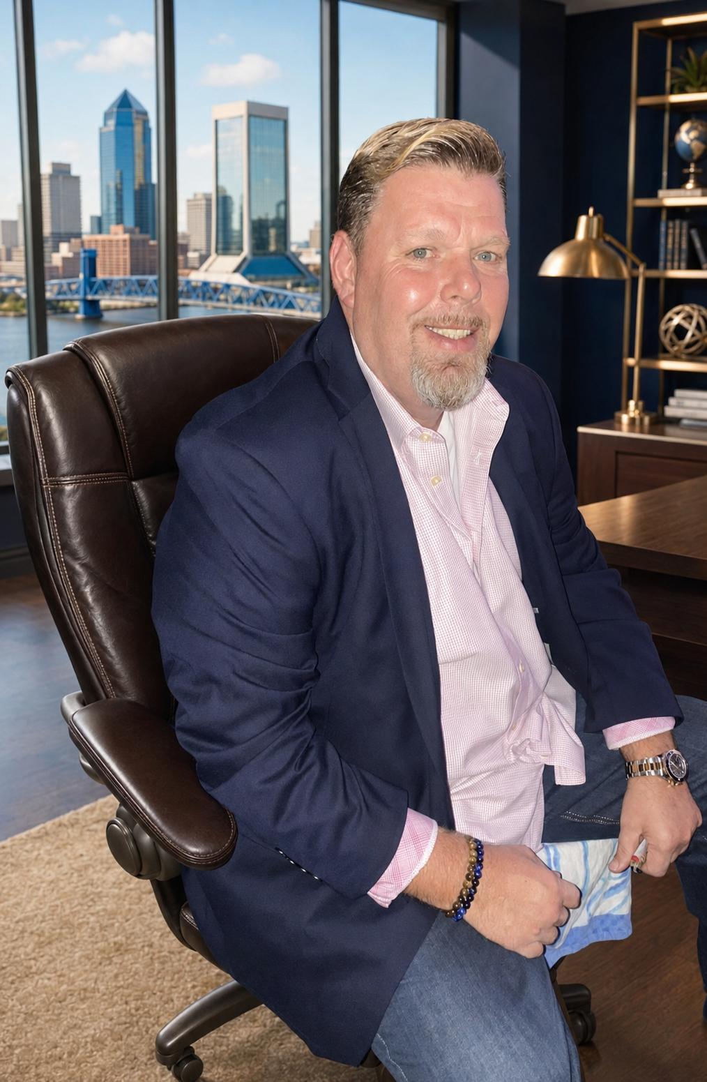 Founder Steve seated in a Jacksonville executive office